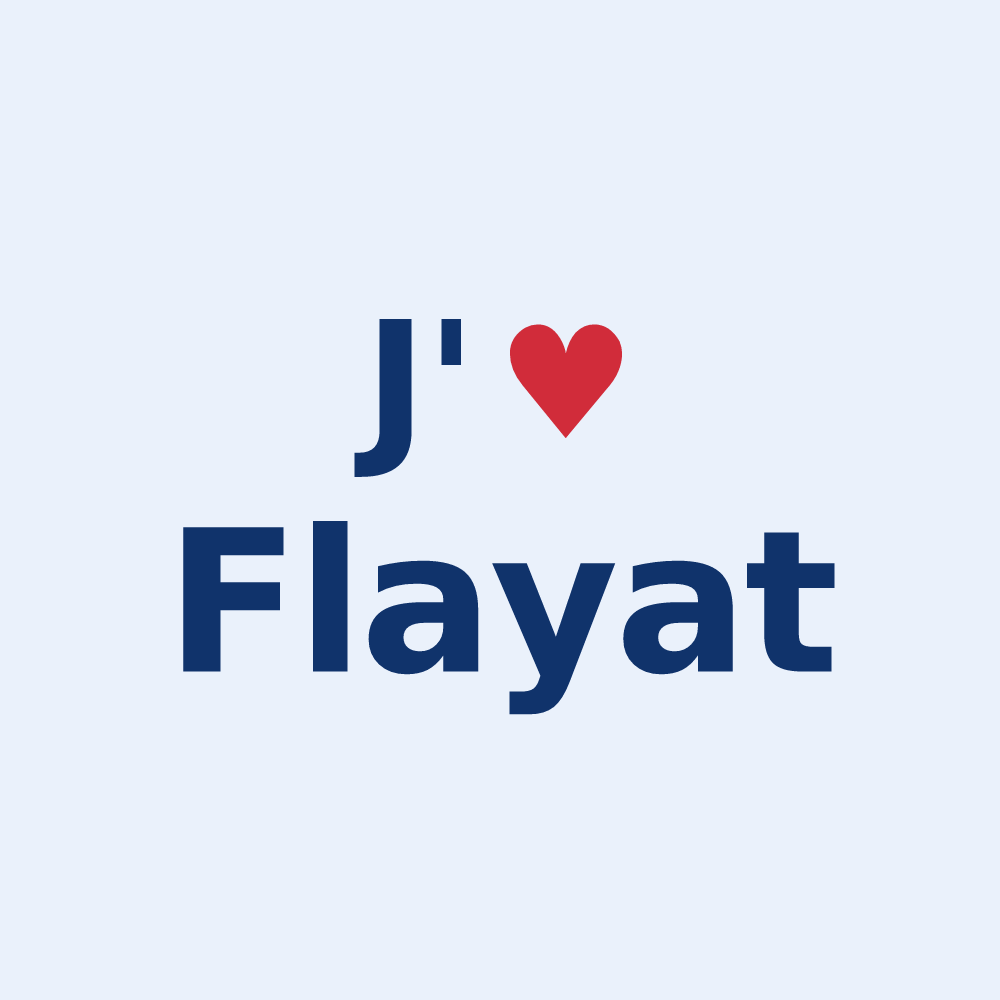 Sticker personnalisé Flayat — design « J'aime Flayat » imprimé sur le sticker