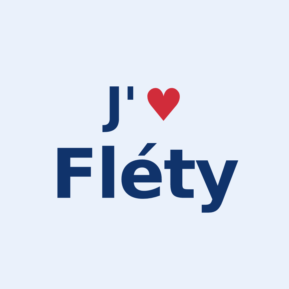 Sticker personnalisé Fléty — design « J'aime Fléty » imprimé sur le sticker