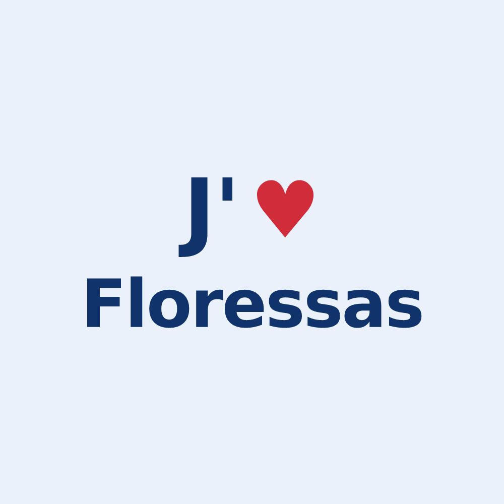 Sticker personnalisé Floressas — design J'aime Floressas