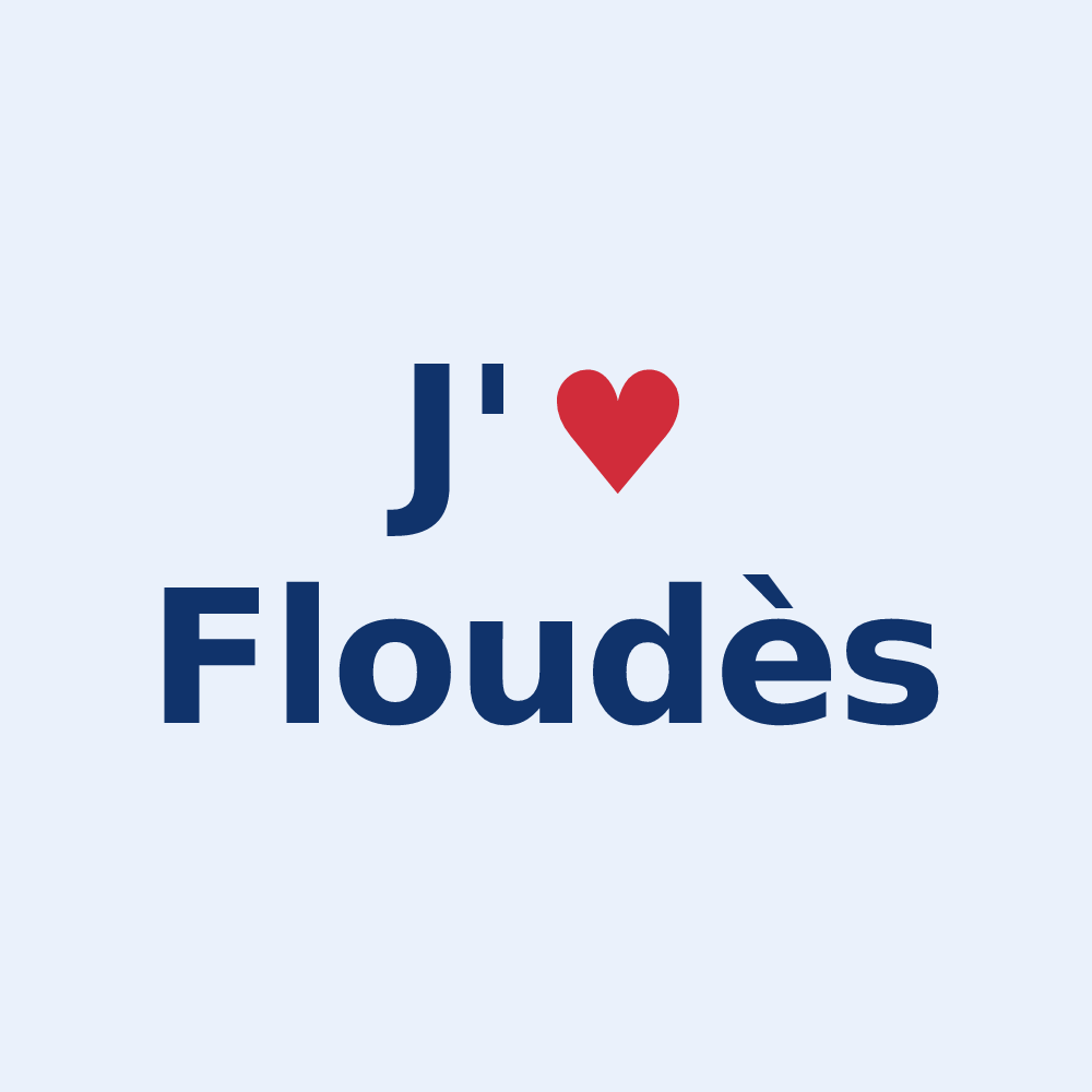 Sticker personnalisé Floudès — design J'aime Floudès