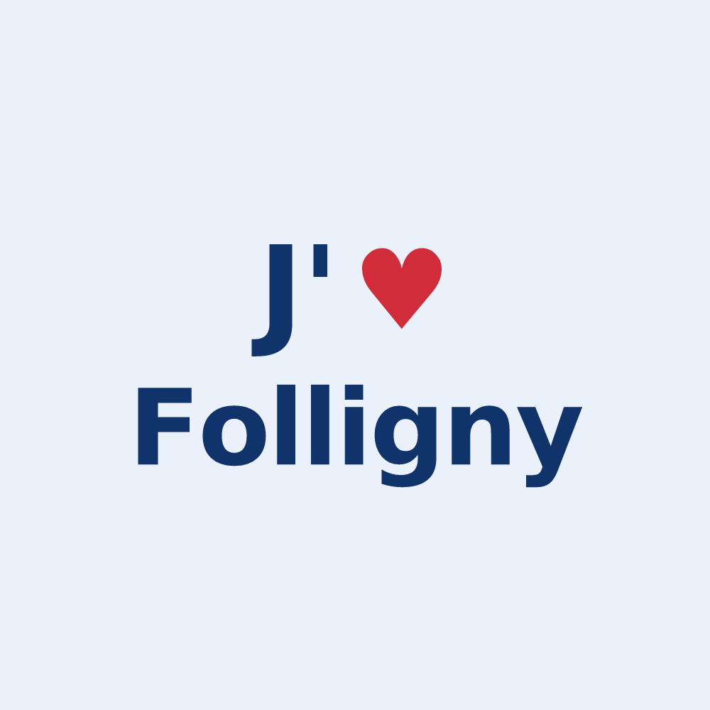 Sticker personnalisé Folligny — design J'aime Folligny