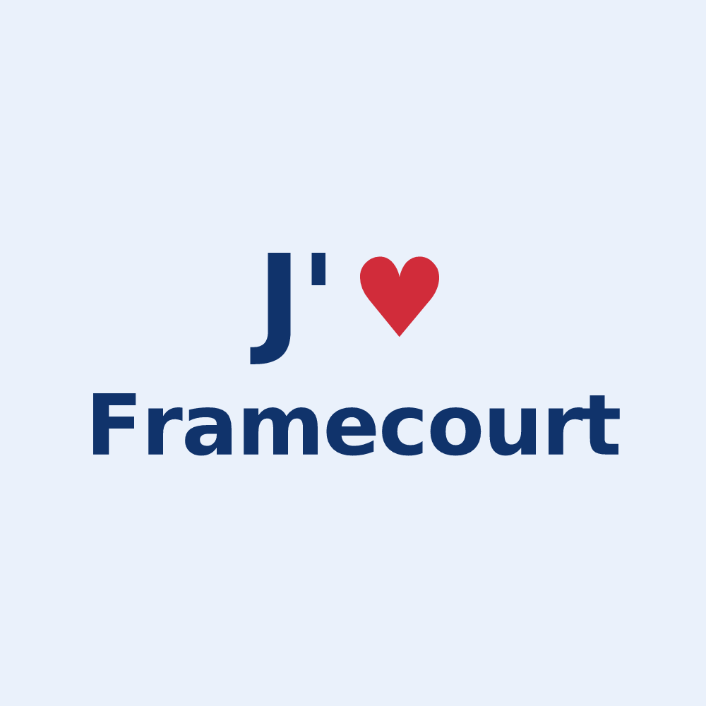 Sticker personnalisé Framecourt — design J'aime Framecourt