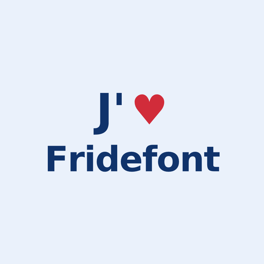 Sticker personnalisé Fridefont — design « J'aime Fridefont » imprimé sur le sticker