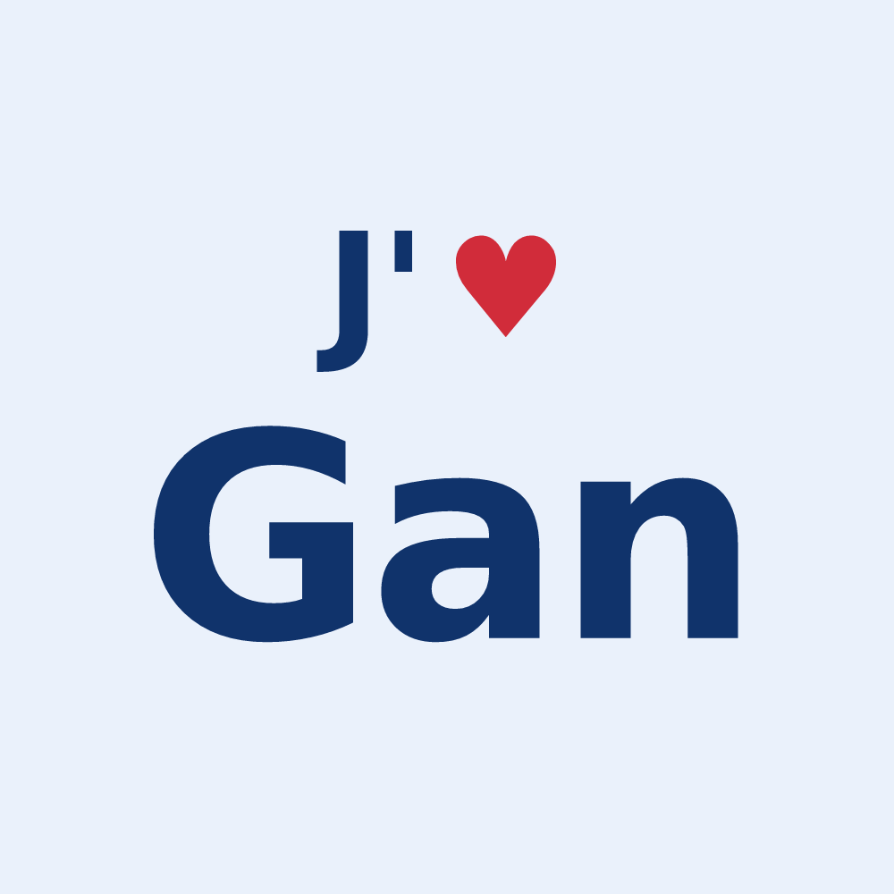 Sticker personnalisé Gan — design « J'aime Gan » imprimé sur le sticker