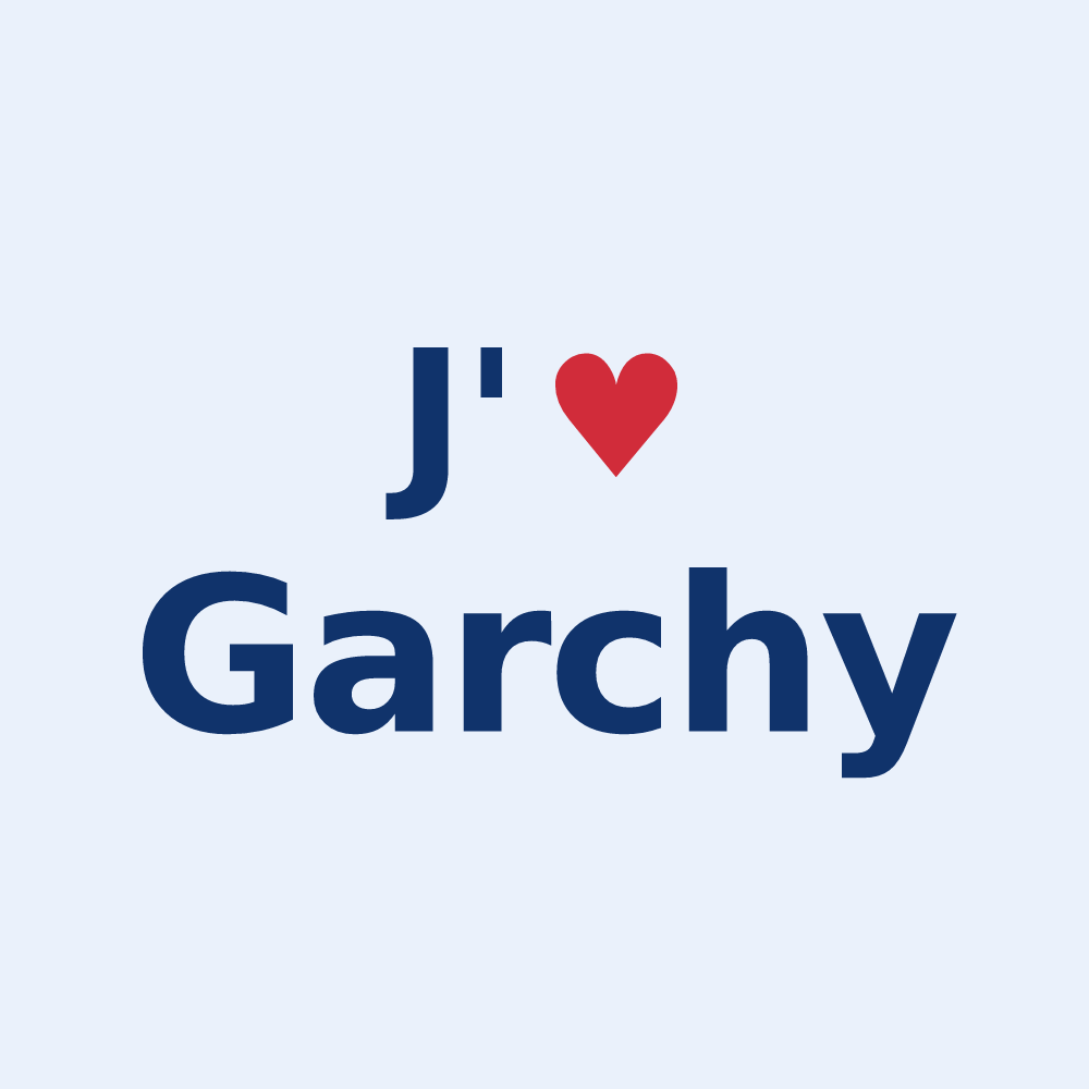 Sticker personnalisé Garchy — design « J'aime Garchy » imprimé sur le sticker