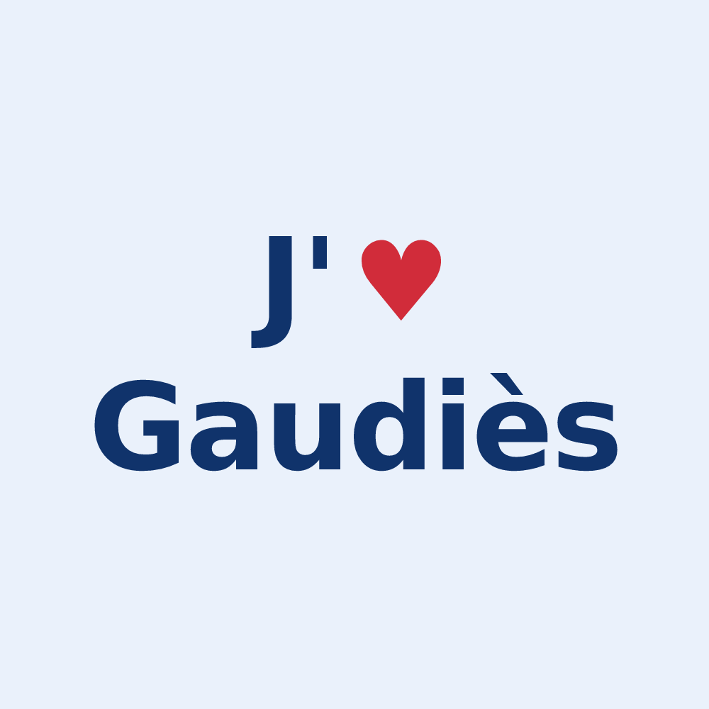 Sticker personnalisé Gaudiès — design J'aime Gaudiès