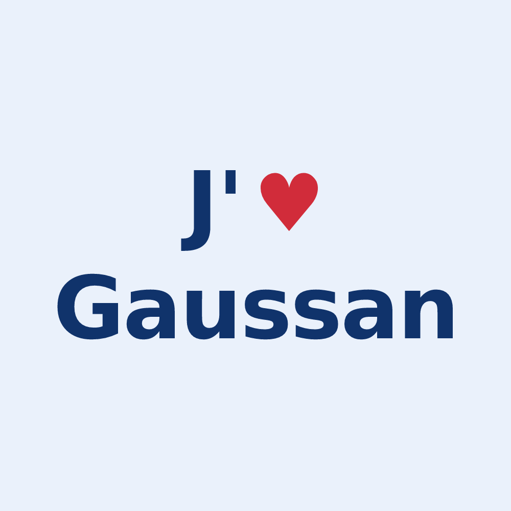 Sticker personnalisé Gaussan — design « J'aime Gaussan » imprimé sur le sticker