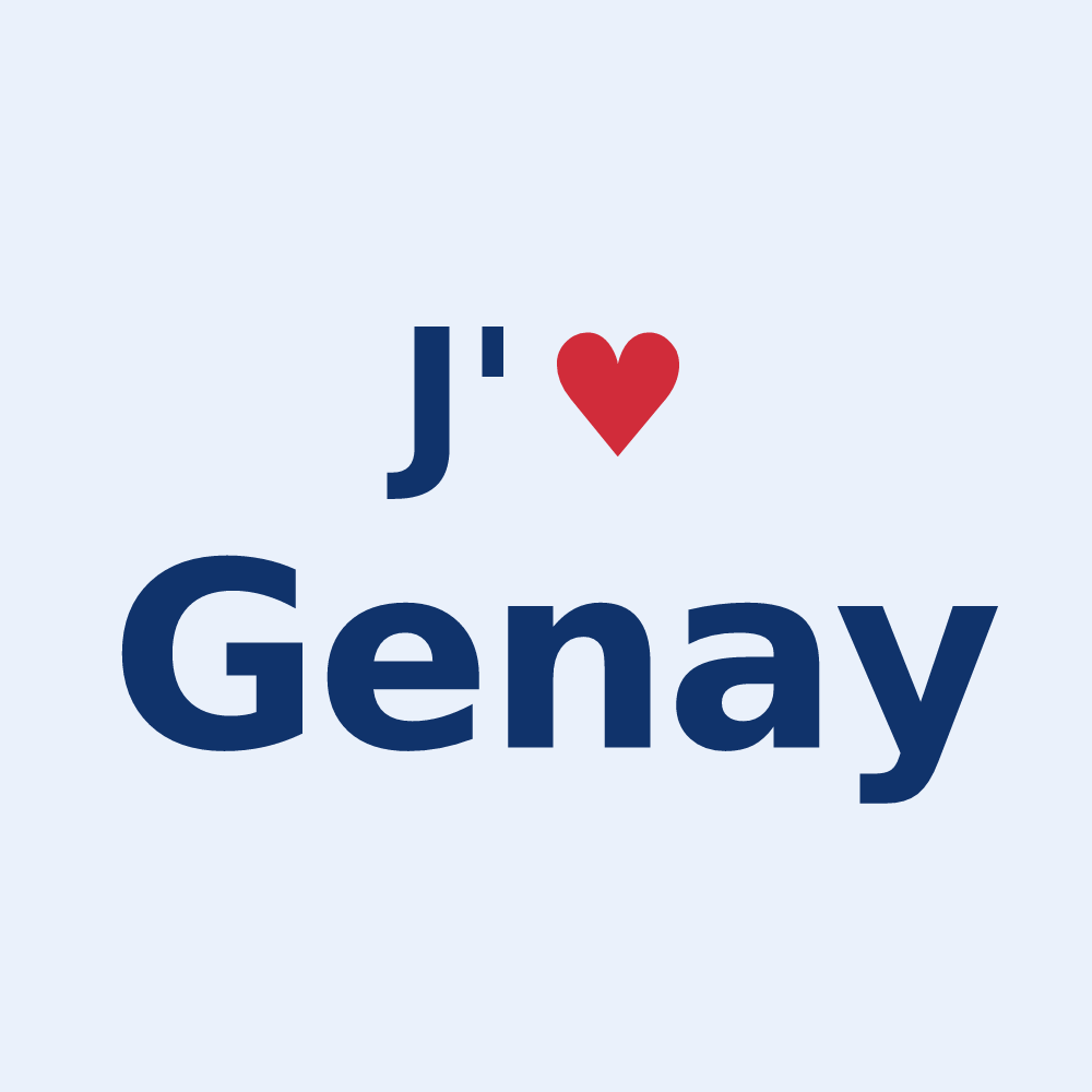 Sticker personnalisé Genay — design « J'aime Genay » imprimé sur le sticker