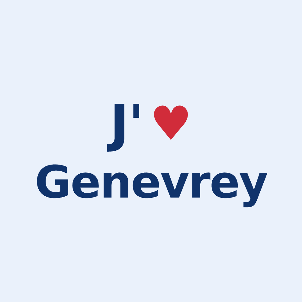 Sticker personnalisé Genevrey — design « J'aime Genevrey » imprimé sur le sticker