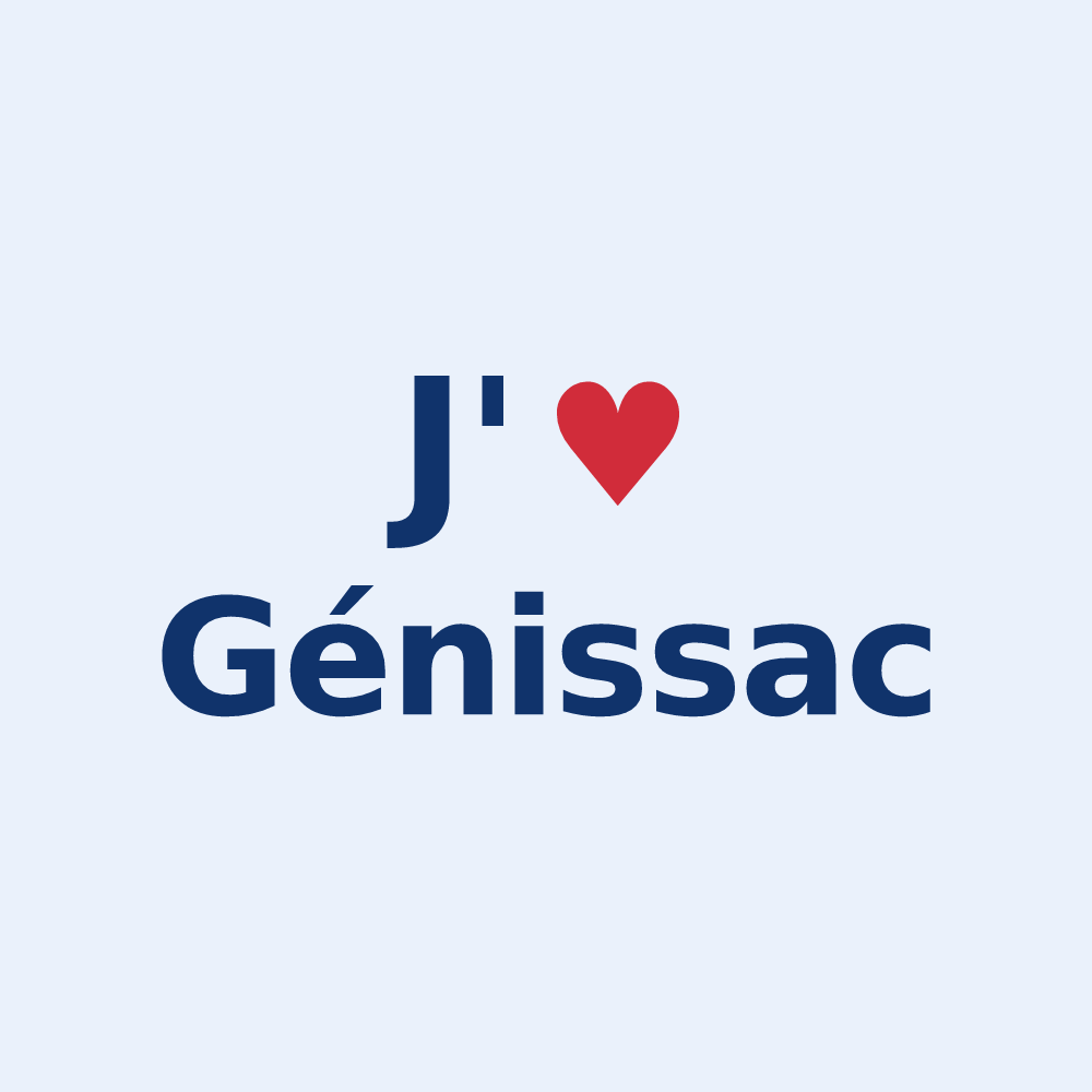 Sticker personnalisé Génissac — design J'aime Génissac