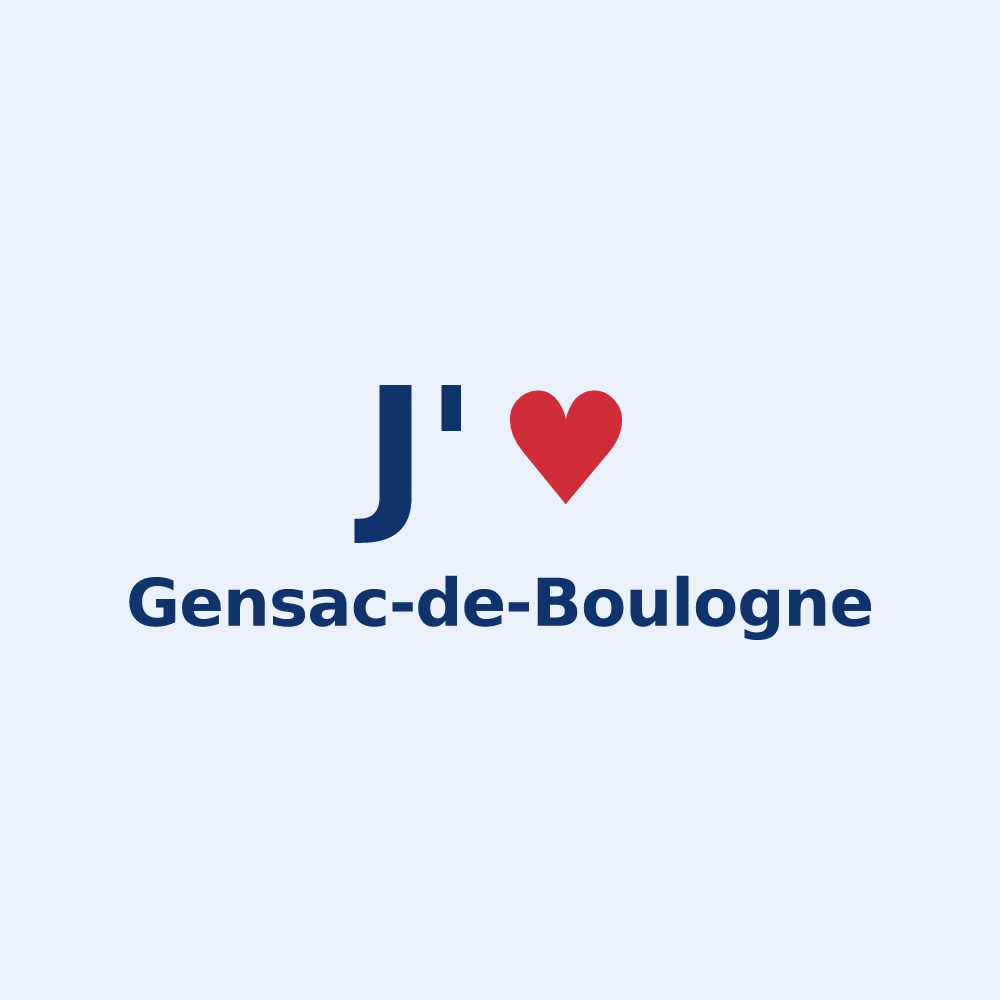 Sticker personnalisé Gensac-de-Boulogne — design « J'aime Gensac-de-Boulogne » imprimé sur le sticker