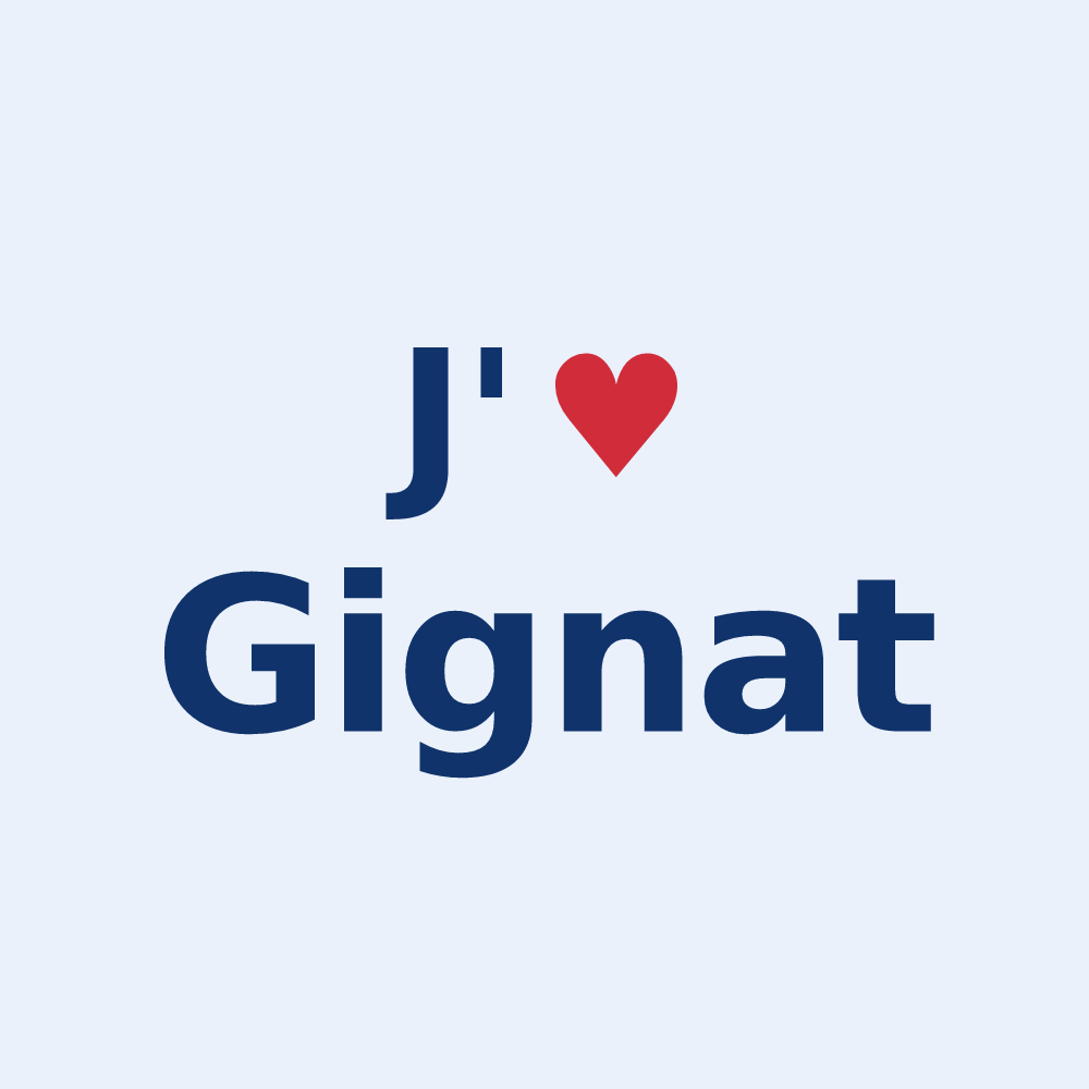 Sticker personnalisé Gignat — design « J'aime Gignat » imprimé sur le sticker