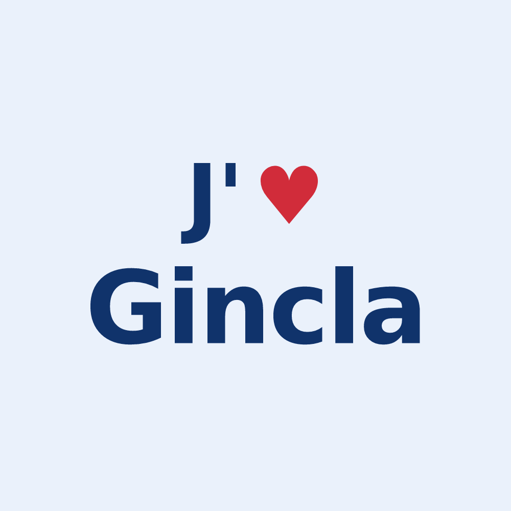 Sticker personnalisé Gincla — design J'aime Gincla
