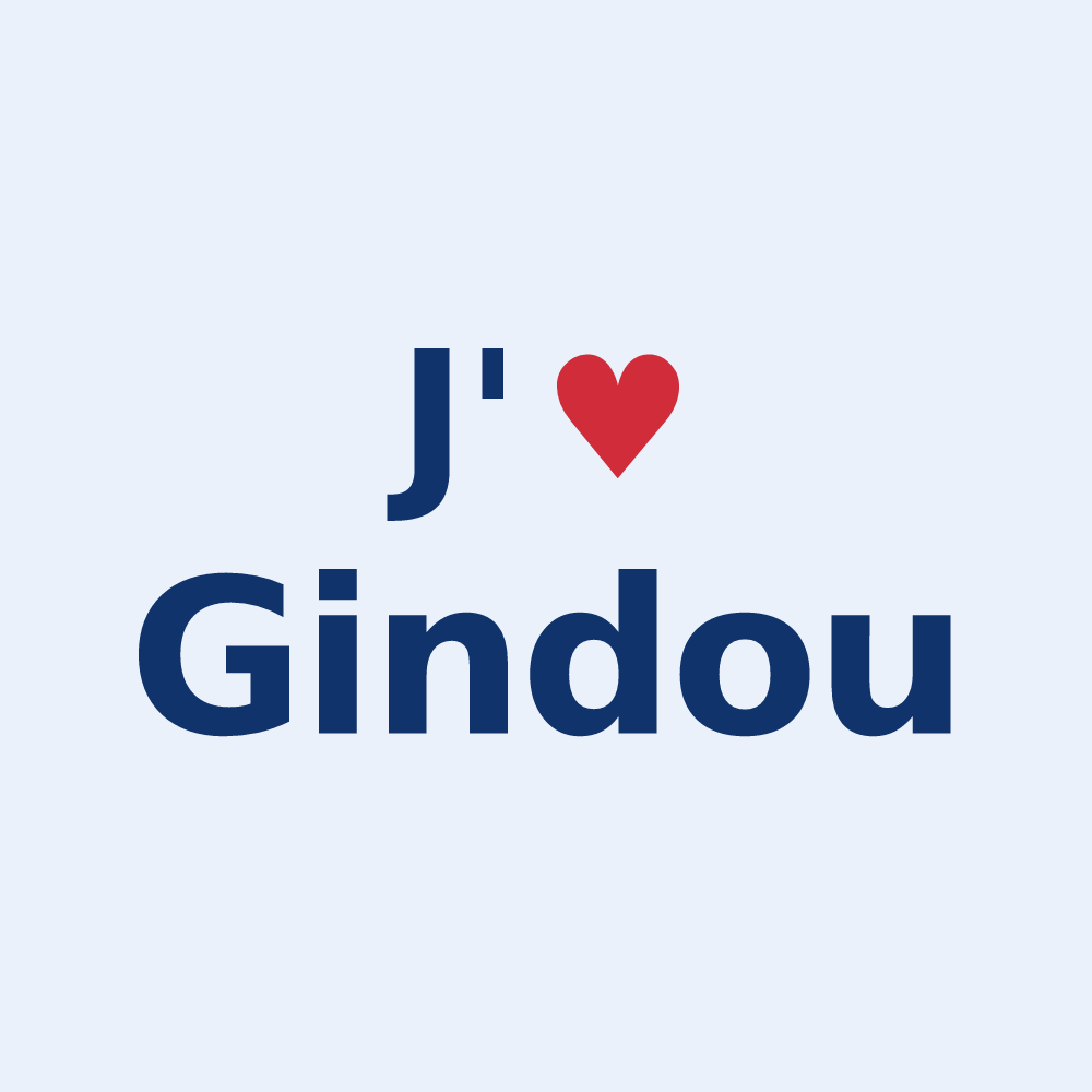 Sticker personnalisé Gindou — design J'aime Gindou