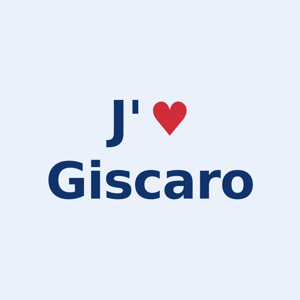 Sticker personnalisé Giscaro — design « J'aime Giscaro » imprimé sur le sticker