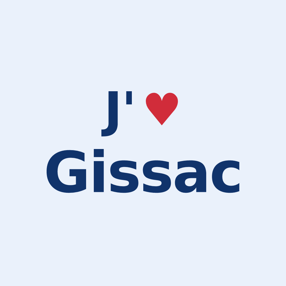 Sticker personnalisé Gissac — design « J'aime Gissac » imprimé sur le sticker
