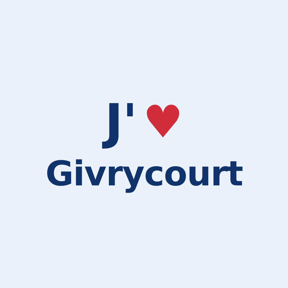 Sticker personnalisé Givrycourt — design « J'aime Givrycourt » imprimé sur le sticker
