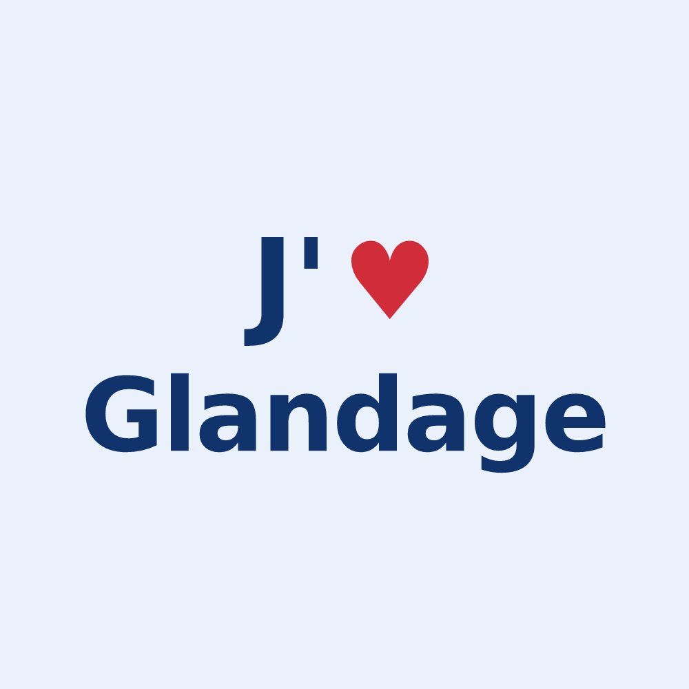 Sticker personnalisé Glandage — design « J'aime Glandage » imprimé sur le sticker