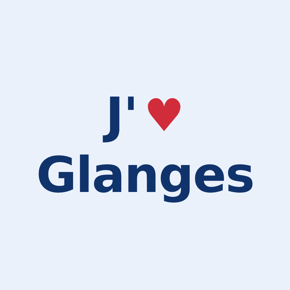 Sticker personnalisé Glanges — design « J'aime Glanges » imprimé sur le sticker