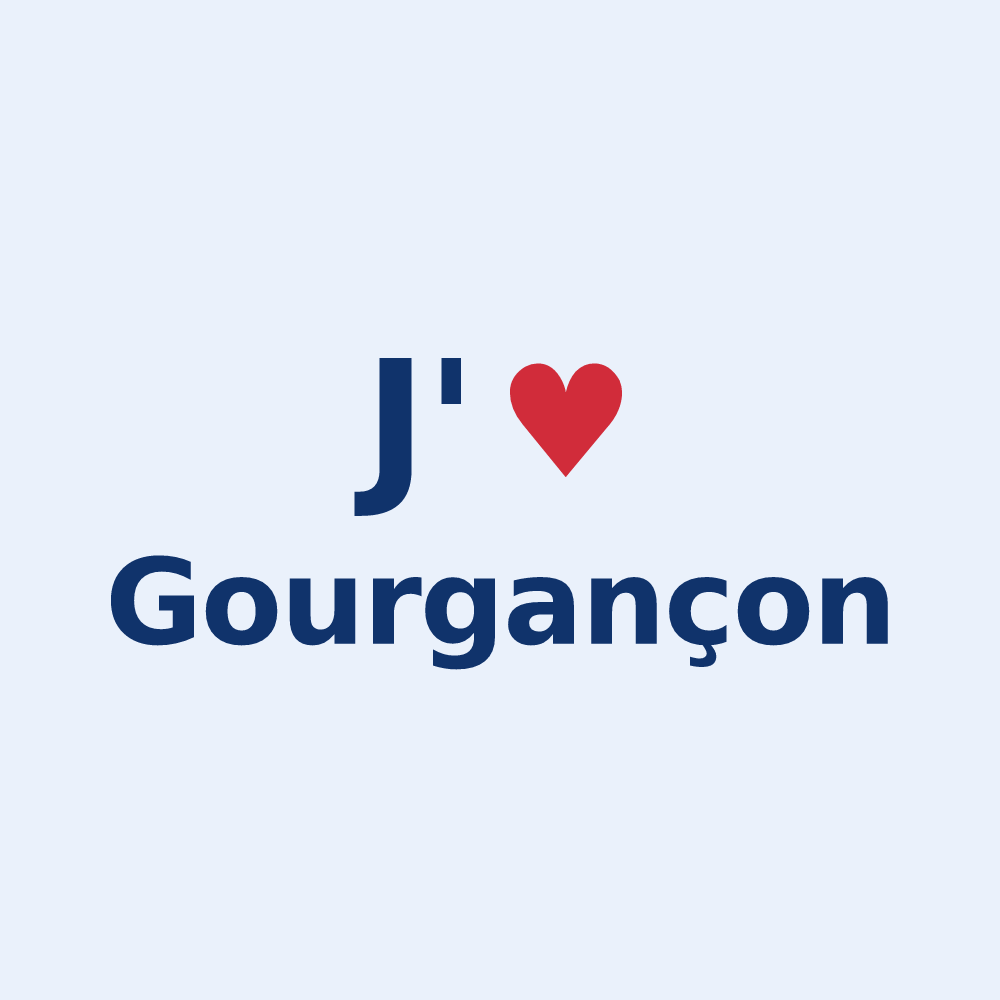 Sticker personnalisé Gourgançon — design « J'aime Gourgançon » imprimé sur le sticker