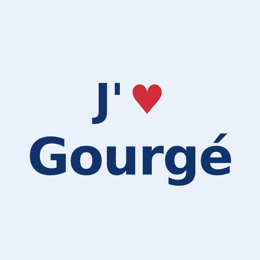 Sticker personnalisé Gourgé — design « J'aime Gourgé » imprimé sur le sticker
