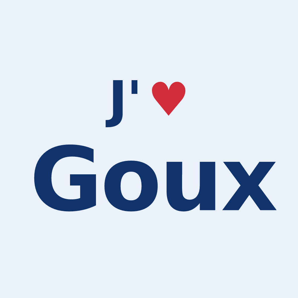 Sticker personnalisé Goux — design « J'aime Goux » imprimé sur le sticker