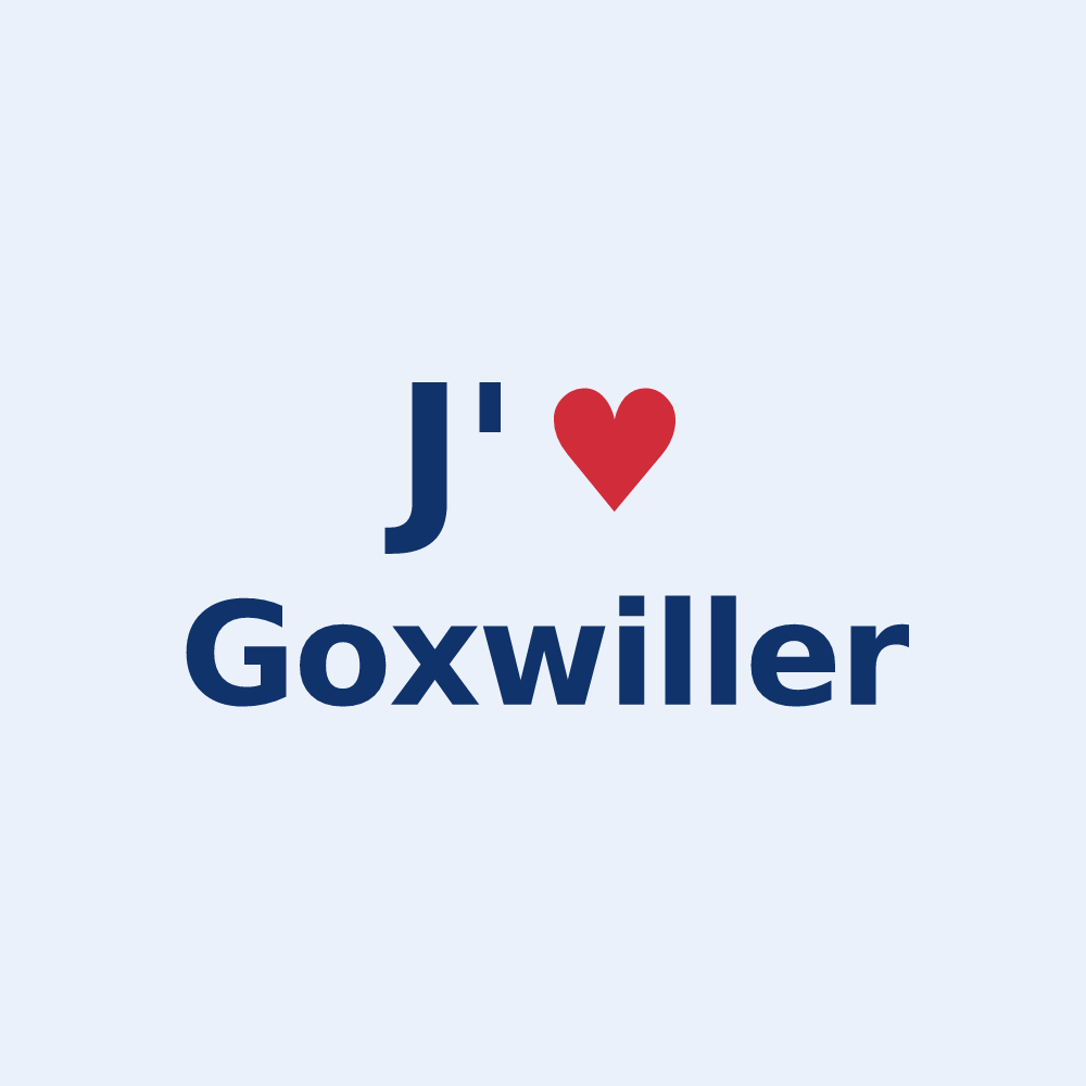 Sticker personnalisé Goxwiller — design « J'aime Goxwiller » imprimé sur le sticker
