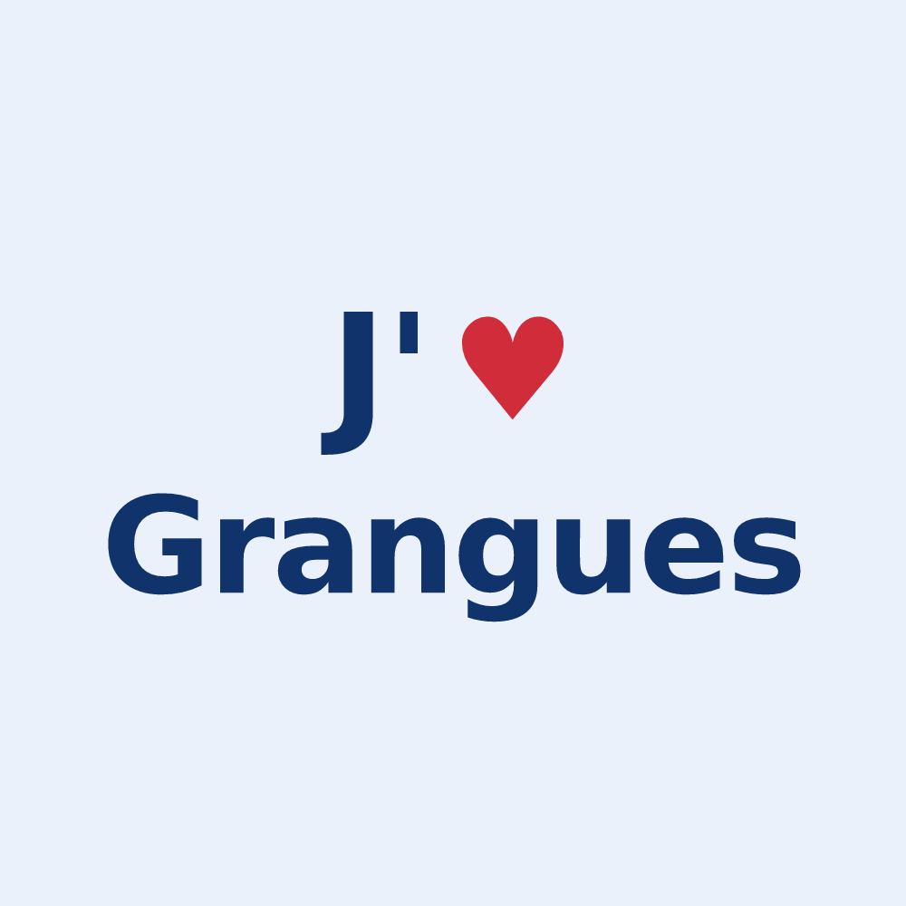 Sticker personnalisé Grangues — design « J'aime Grangues » imprimé sur le sticker
