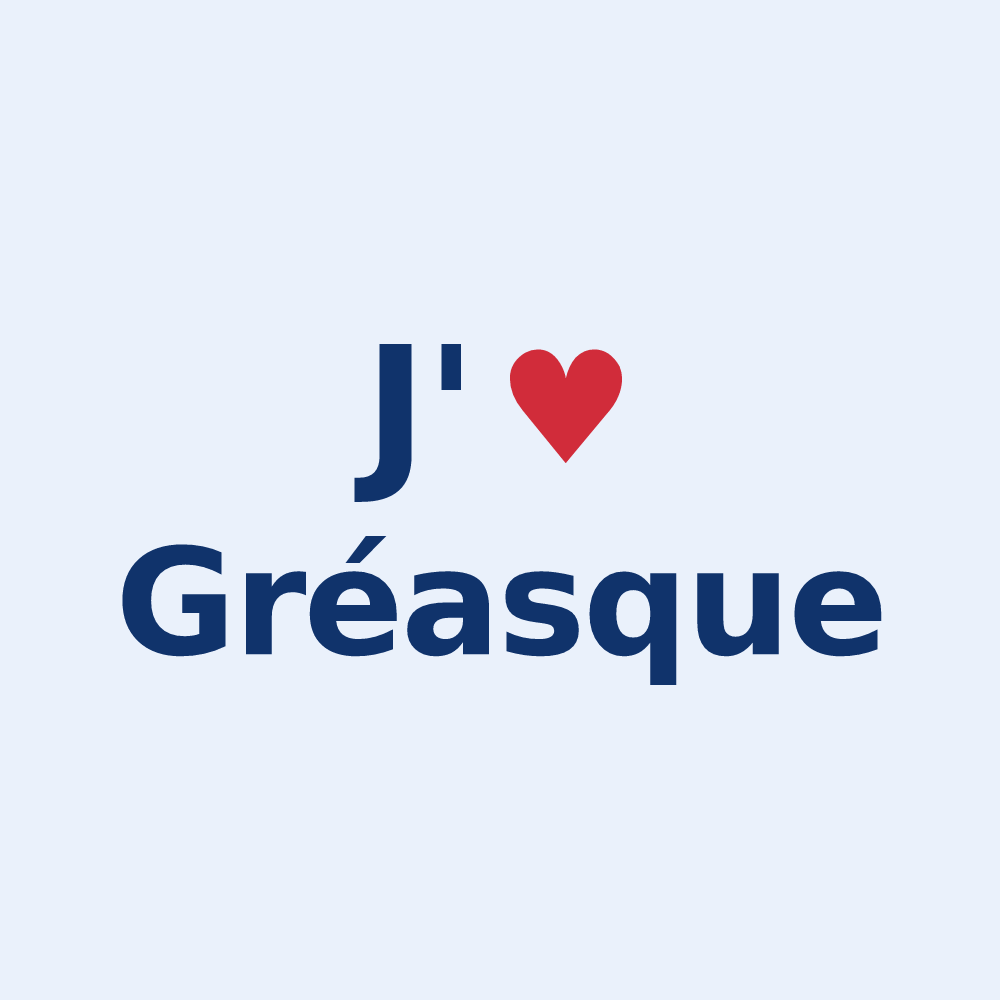 Sticker personnalisé Gréasque — design J'aime Gréasque