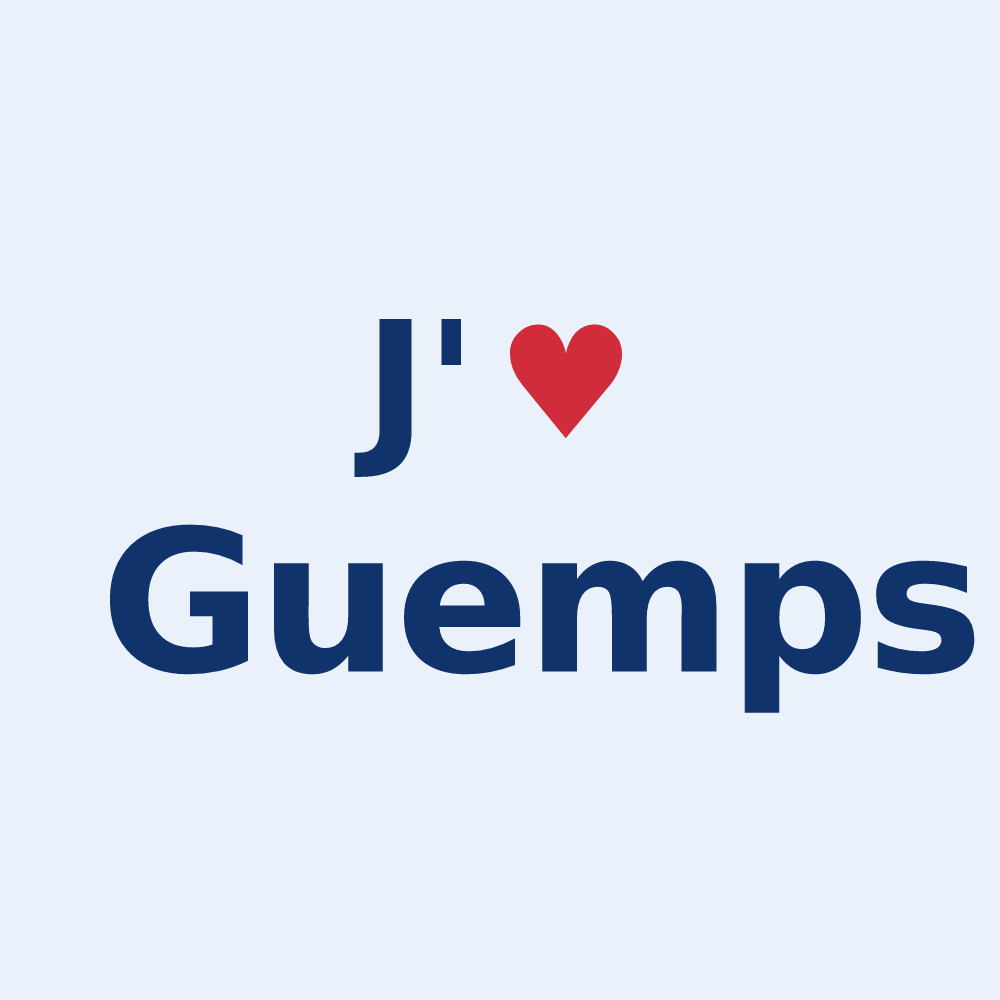Sticker personnalisé Guemps — design « J'aime Guemps » imprimé sur le sticker