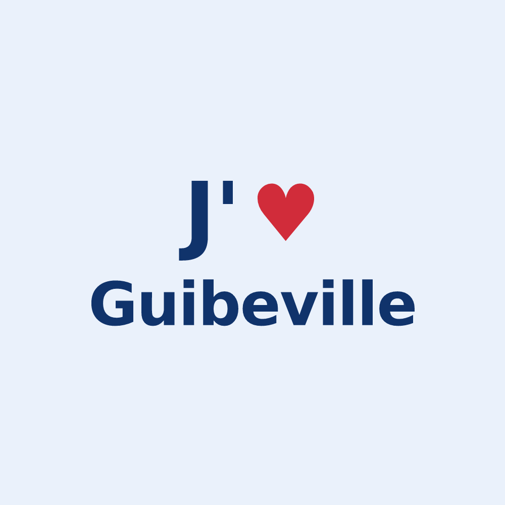 Sticker personnalisé Guibeville — design « J'aime Guibeville » imprimé sur le sticker