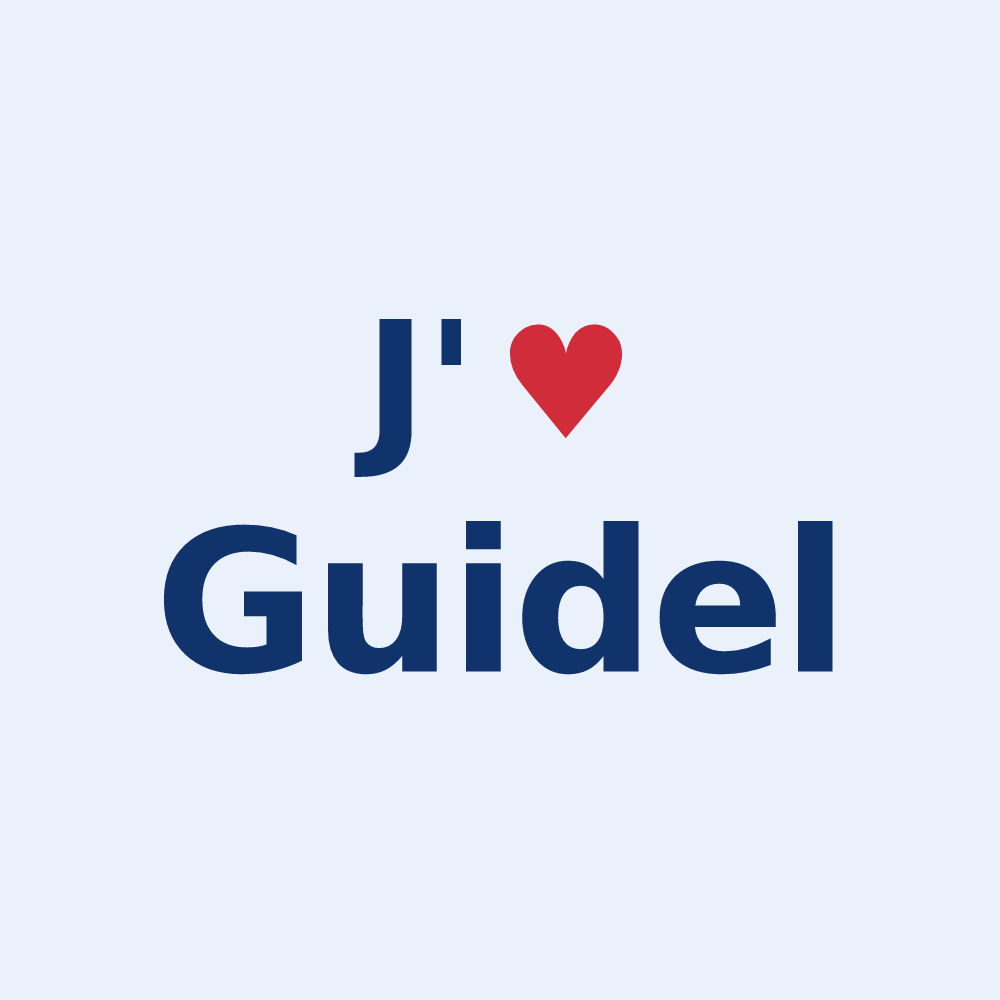 Sticker personnalisé Guidel — design « J'aime Guidel » imprimé sur le sticker