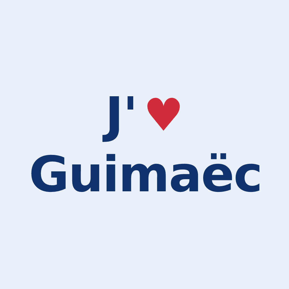 Sticker personnalisé Guimaëc — design « J'aime Guimaëc » imprimé sur le sticker