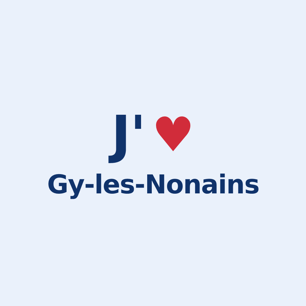 Sticker personnalisé Gy-les-Nonains — design « J'aime Gy-les-Nonains » imprimé sur le sticker