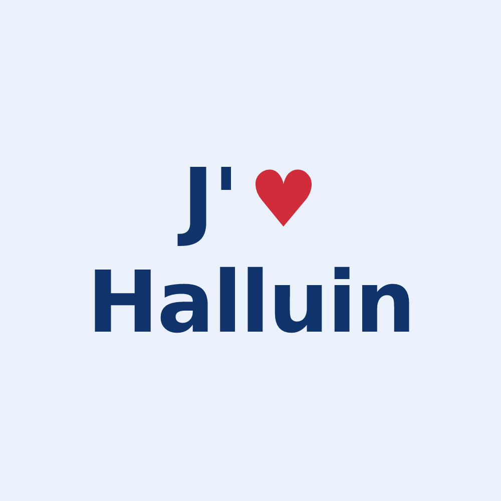 Sticker personnalisé Halluin — design J'aime Halluin