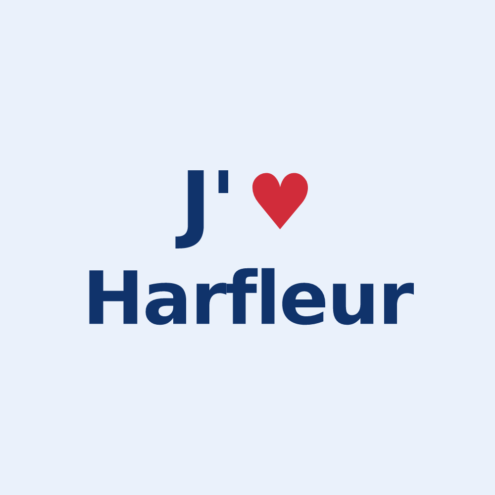 Sticker personnalisé Harfleur — design « J'aime Harfleur » imprimé sur le sticker