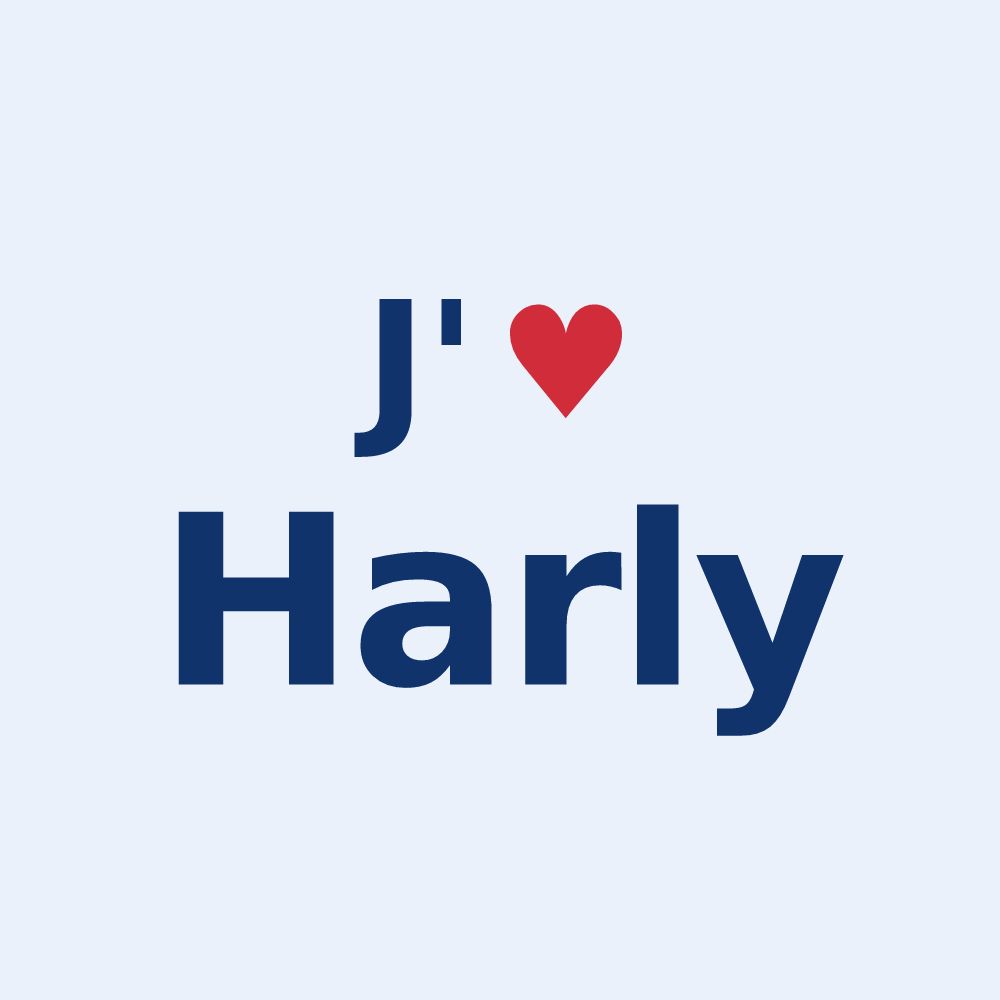 Sticker personnalisé Harly — design « J'aime Harly » imprimé sur le sticker
