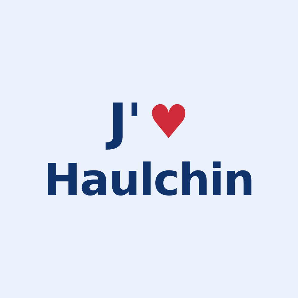 Sticker personnalisé Haulchin — design « J'aime Haulchin » imprimé sur le sticker