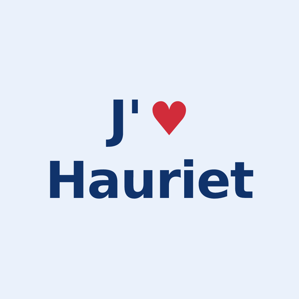 Sticker personnalisé Hauriet — design J'aime Hauriet