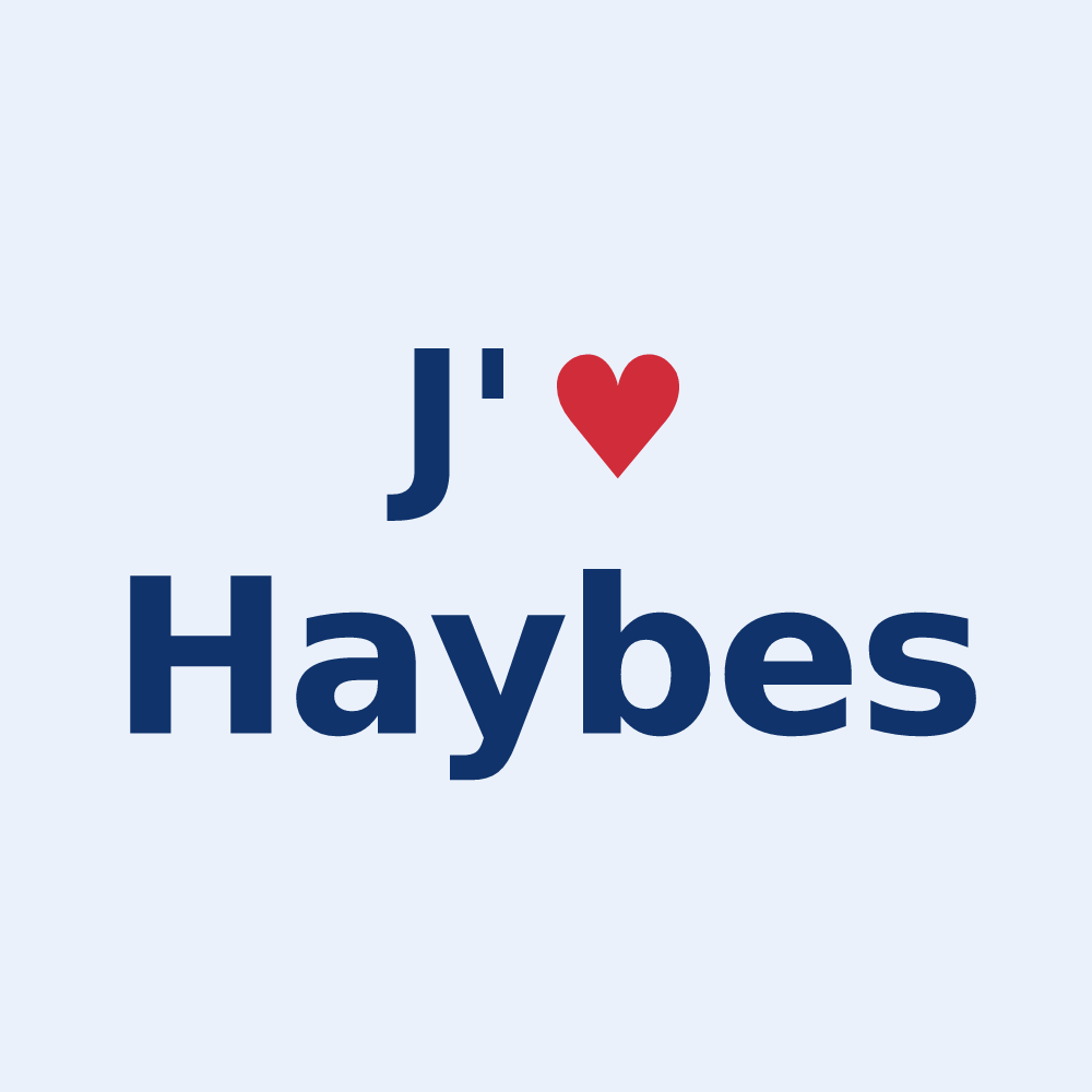 Sticker personnalisé Haybes — design « J'aime Haybes » imprimé sur le sticker