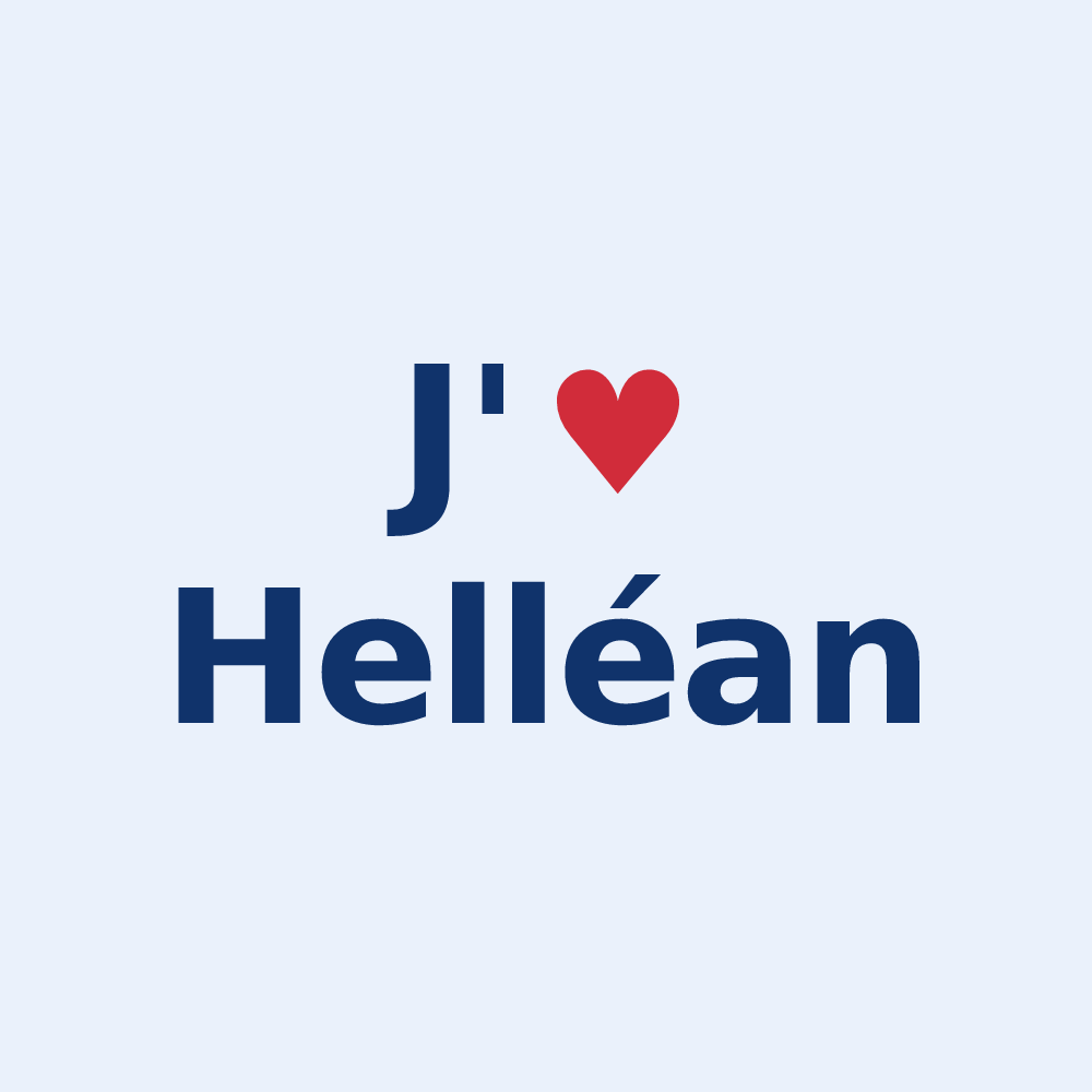 Sticker personnalisé Helléan — design « J'aime Helléan » imprimé sur le sticker
