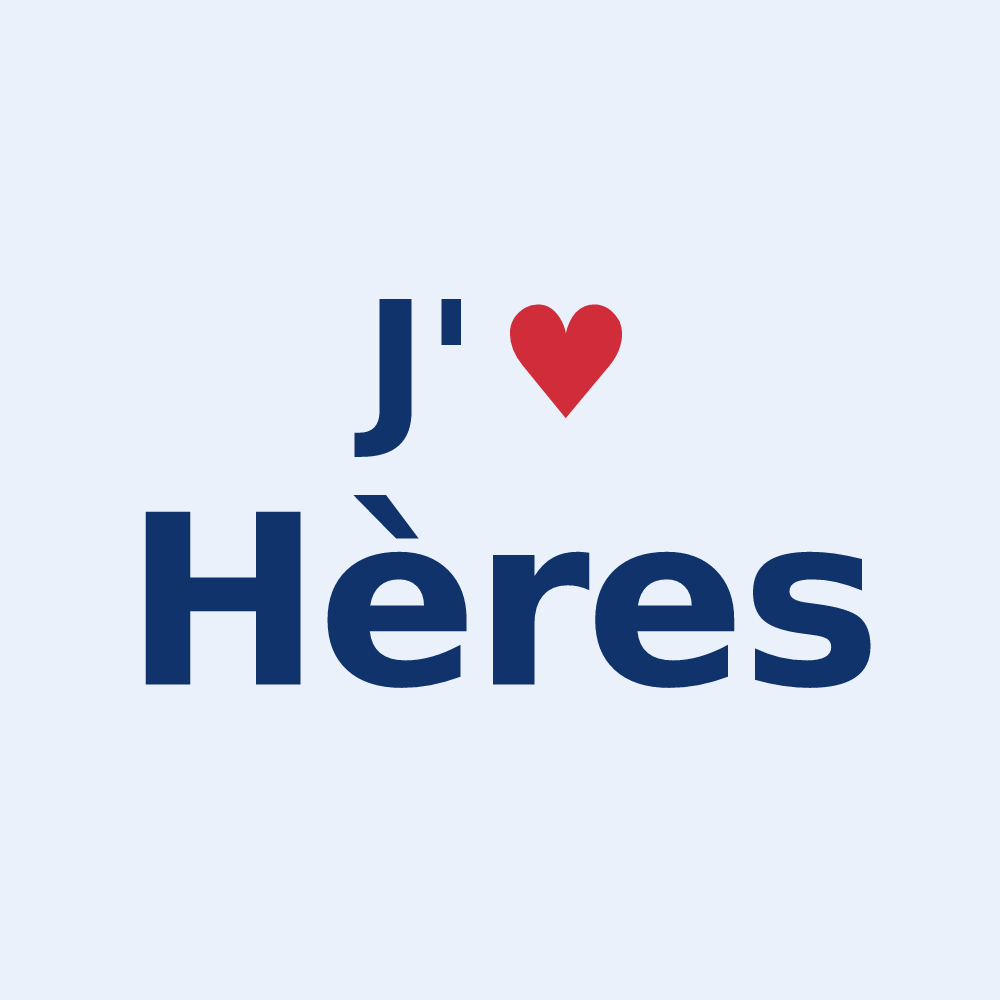 Sticker personnalisé Hères — design « J'aime Hères » imprimé sur le sticker