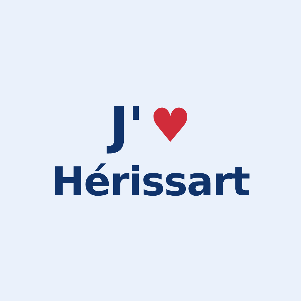 Sticker personnalisé Hérissart — design « J'aime Hérissart » imprimé sur le sticker