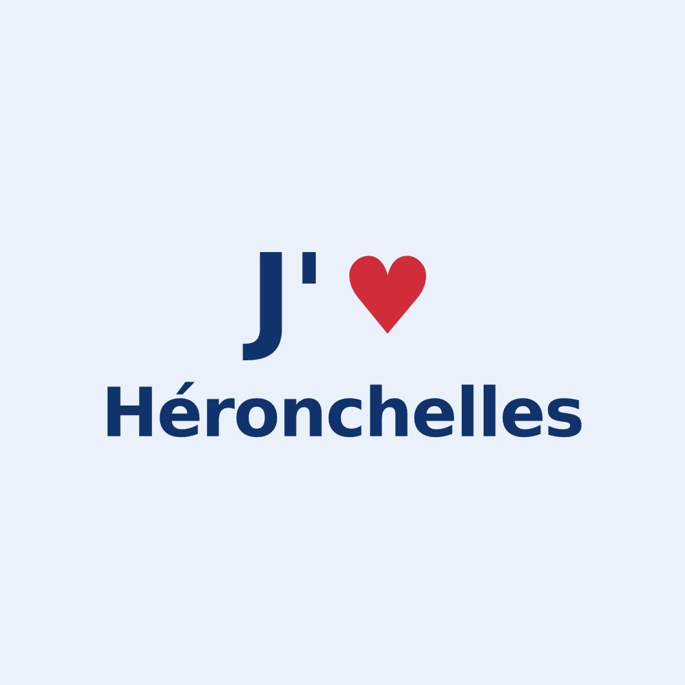 Sticker personnalisé Héronchelles — design « J'aime Héronchelles » imprimé sur le sticker