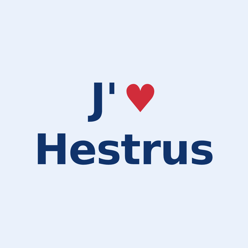 Sticker personnalisé Hestrus — design « J'aime Hestrus » imprimé sur le sticker