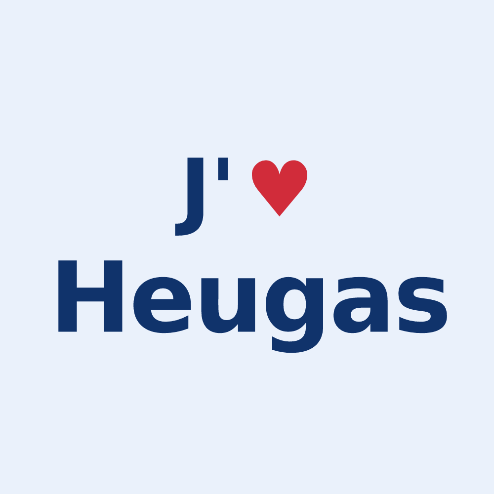 Sticker personnalisé Heugas — design « J'aime Heugas » imprimé sur le sticker