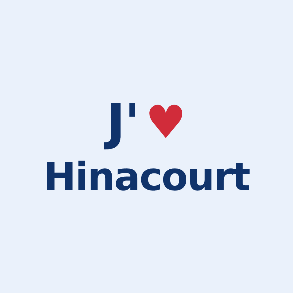 Sticker personnalisé Hinacourt — design « J'aime Hinacourt » imprimé sur le sticker