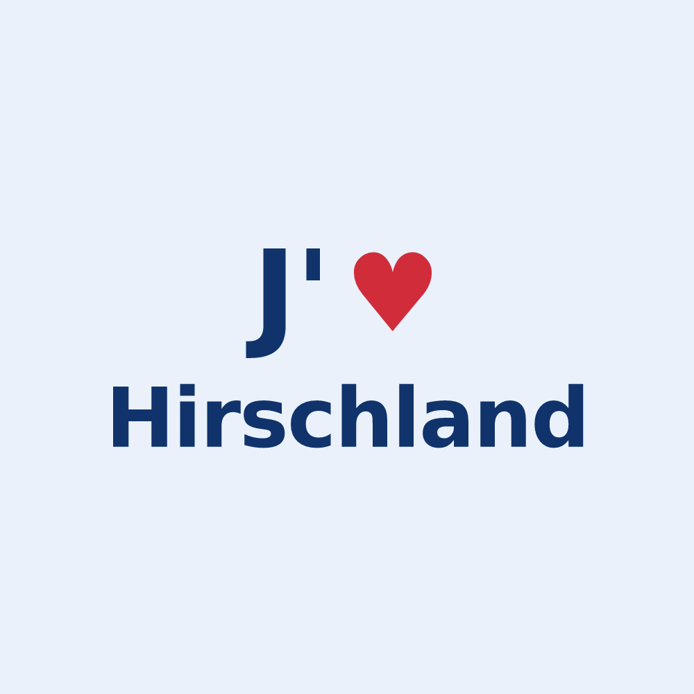 Sticker personnalisé Hirschland — design J'aime Hirschland