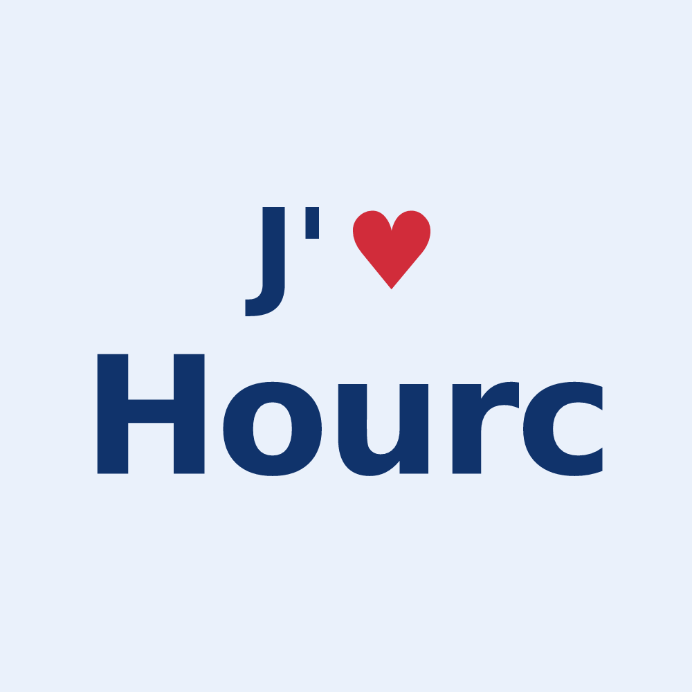 Sticker personnalisé Hourc — design « J'aime Hourc » imprimé sur le sticker