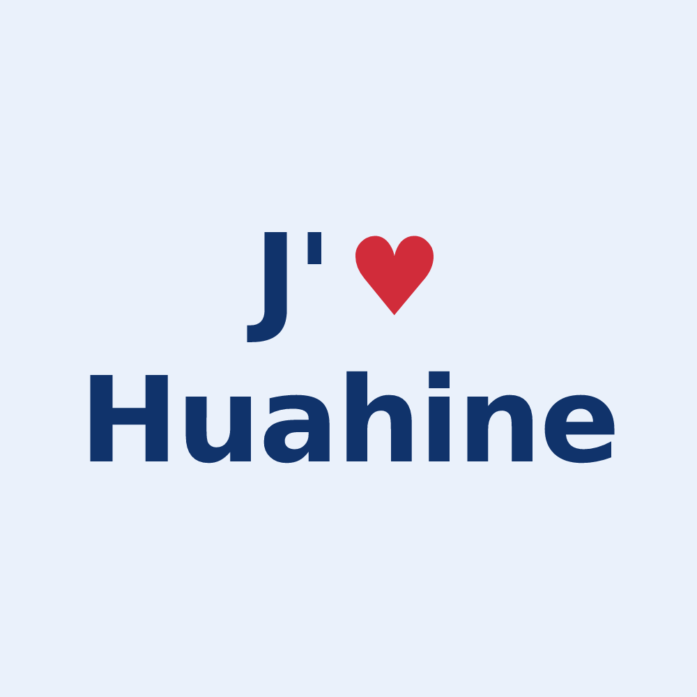 Sticker personnalisé Huahine — design « J'aime Huahine » imprimé sur le sticker